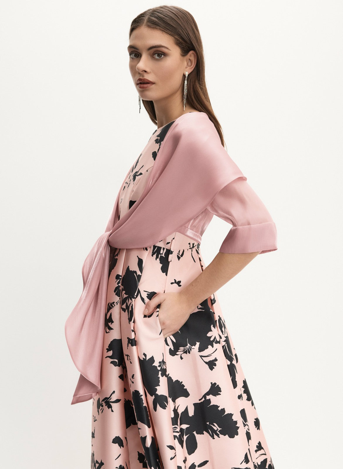 Women Tie-Front Organza Bolero French Rose | Melanie Lyne