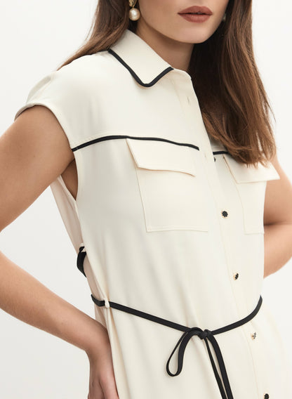 Women Contrast Trim Shirt Dress Alabaster | Melanie Lyne