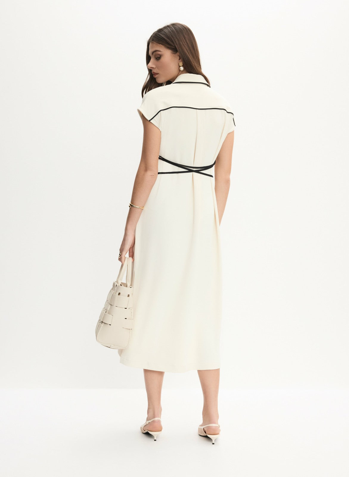 Women Contrast Trim Shirt Dress Alabaster | Melanie Lyne