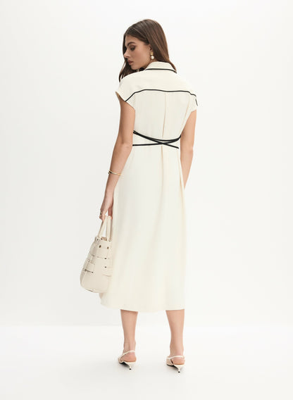 Women Contrast Trim Shirt Dress Alabaster | Melanie Lyne