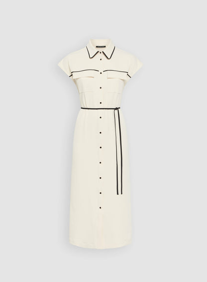 Women Contrast Trim Shirt Dress Alabaster | Melanie Lyne