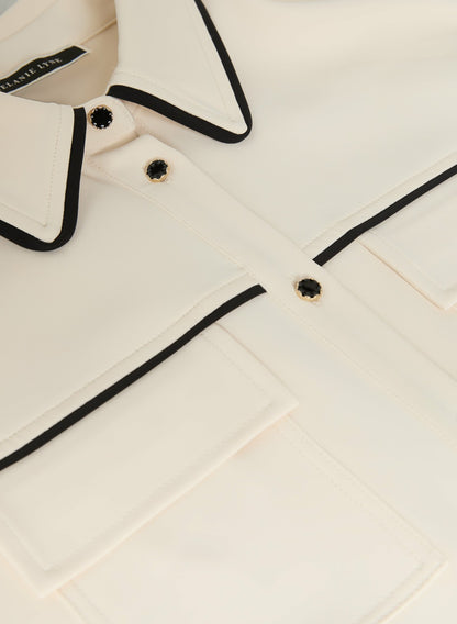 Women Contrast Trim Shirt Dress Alabaster | Melanie Lyne
