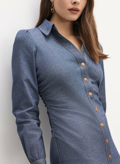 Women Chambray Midi Dress Rinse Tint | Melanie Lyne