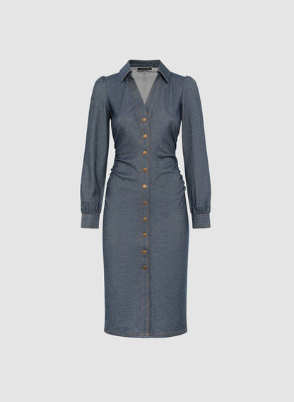 Women Chambray Midi Dress Rinse Tint | Melanie Lyne