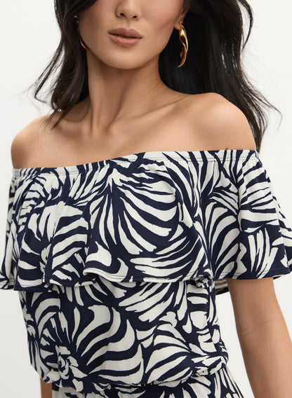Women Palm Print Jumpsuit Blue Pattern | Melanie Lyne