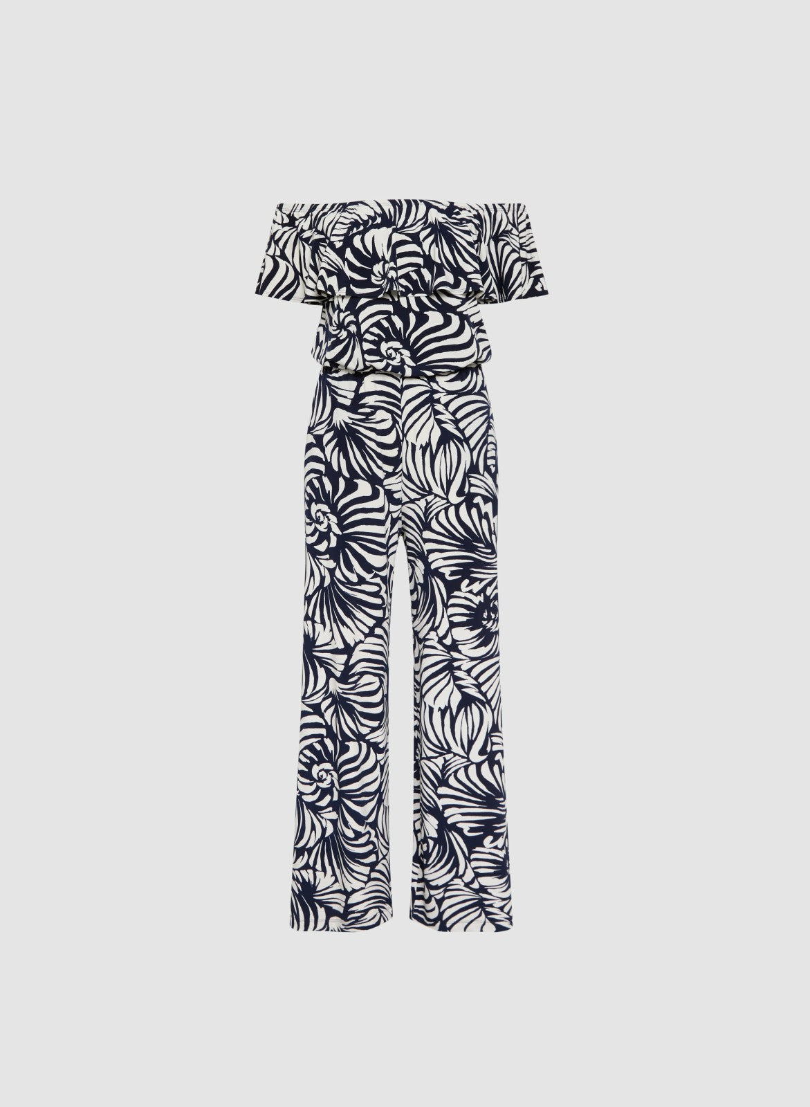Women Palm Print Jumpsuit Blue Pattern | Melanie Lyne