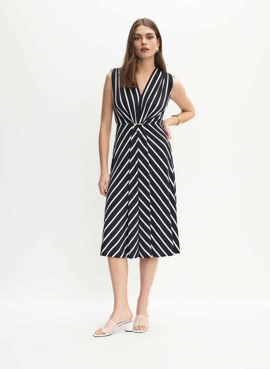 Women Joseph Ribkoff - Striped Jersey Dress Blue Pattern | Melanie Lyne