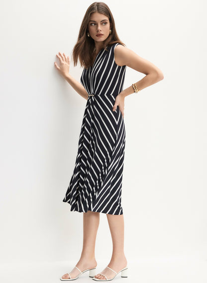 Women Joseph Ribkoff - Striped Jersey Dress Blue Pattern | Melanie Lyne