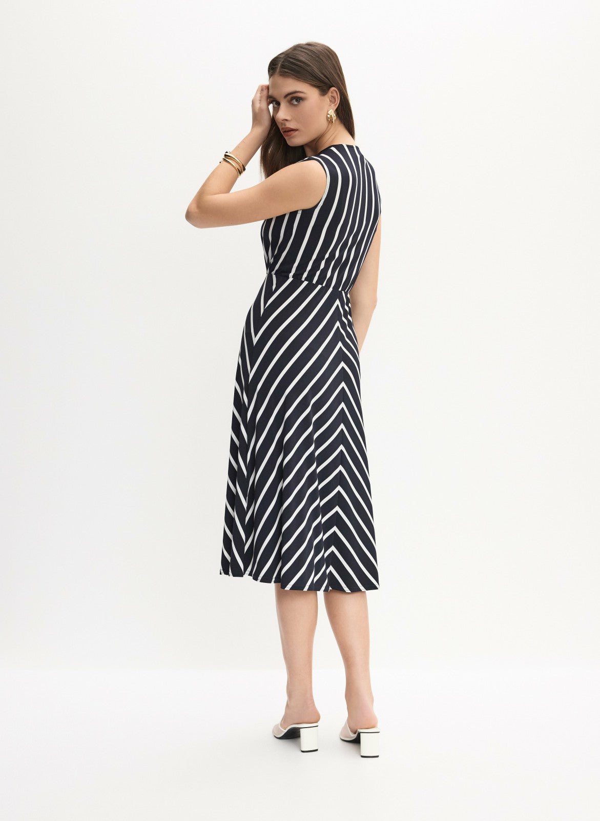 Women Joseph Ribkoff - Striped Jersey Dress Blue Pattern | Melanie Lyne