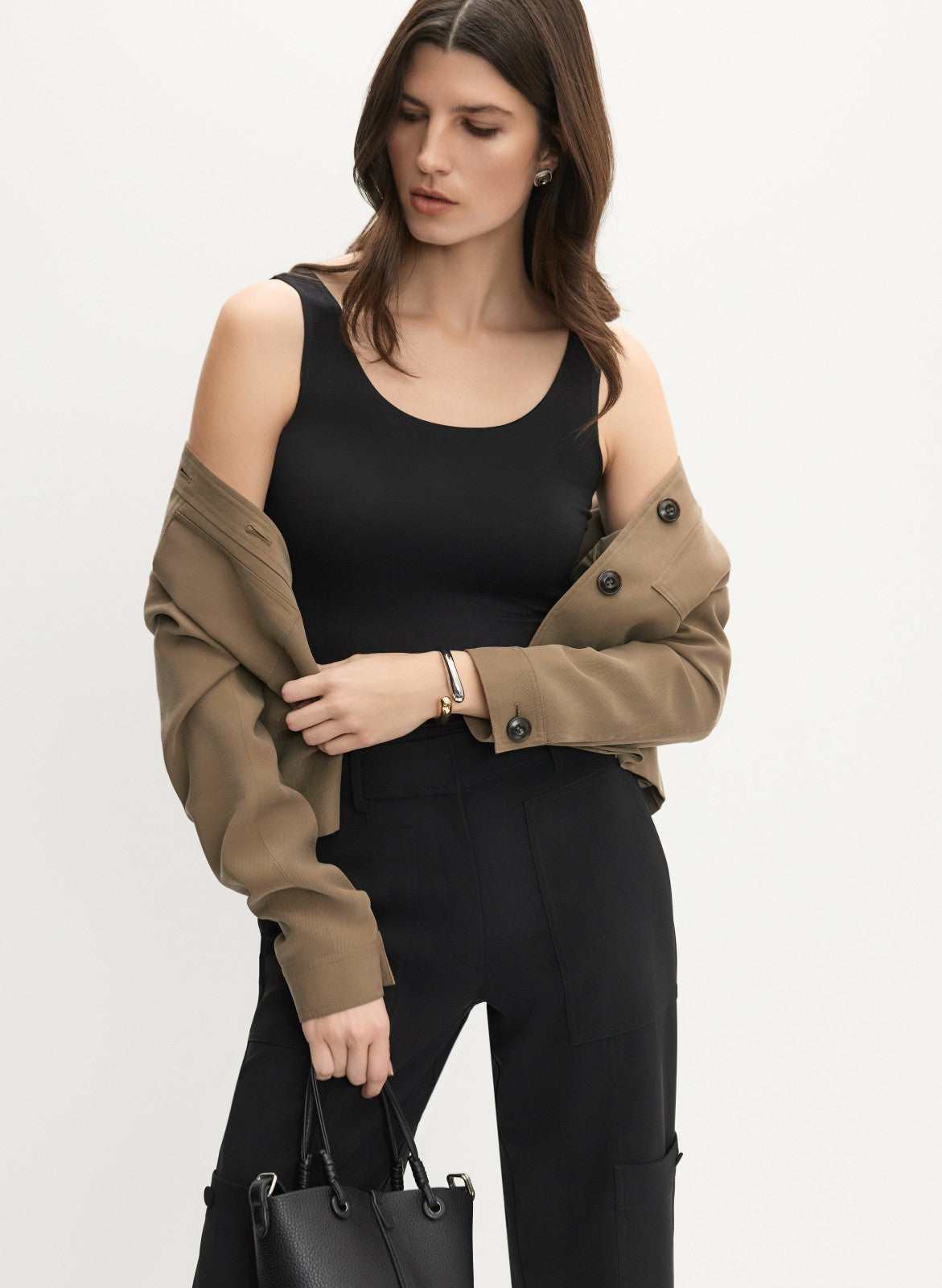 Women Scoop Neck Tank Top Black | Melanie Lyne