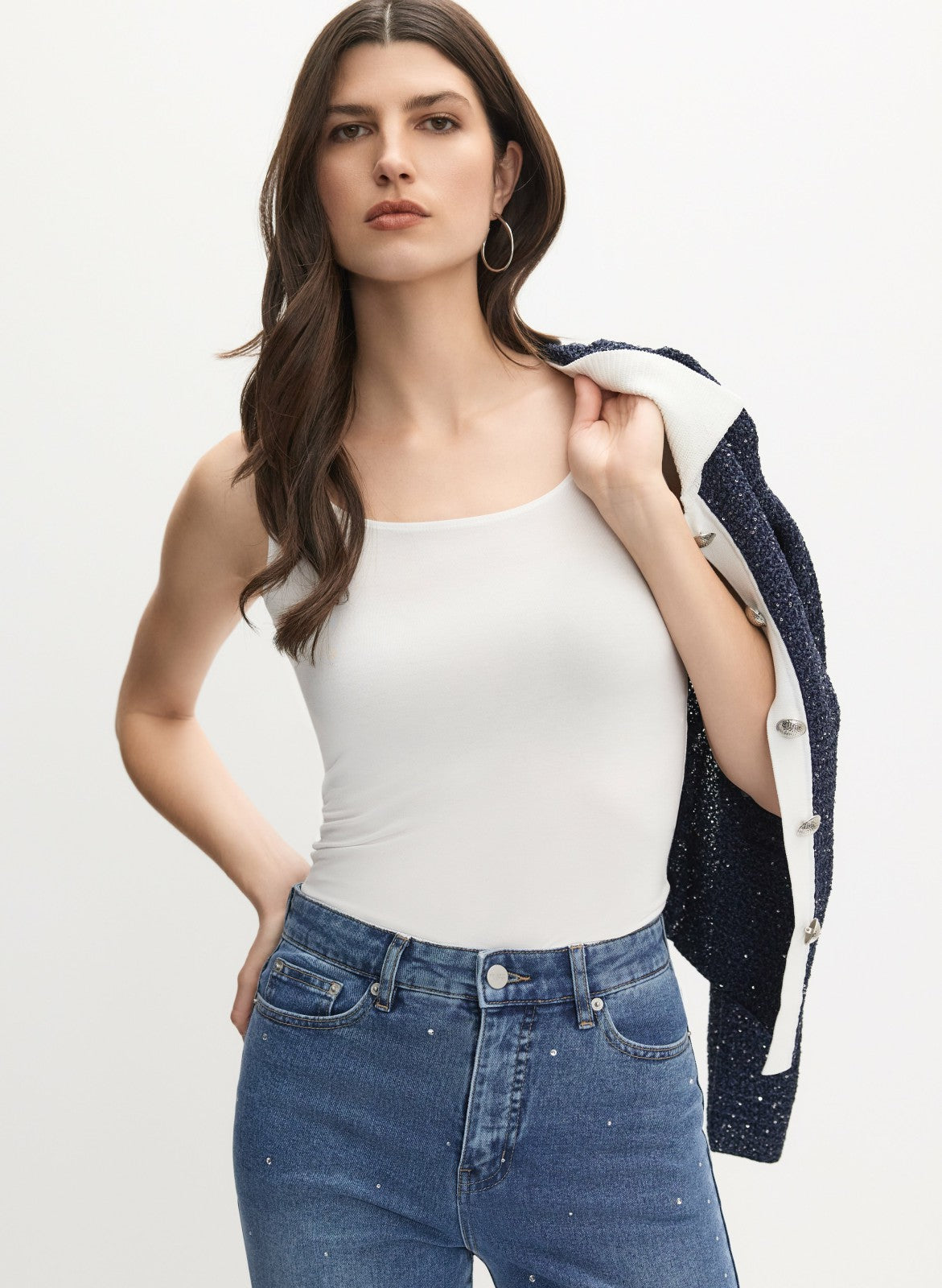 Women Scoop Neck Tank Top White | Melanie Lyne