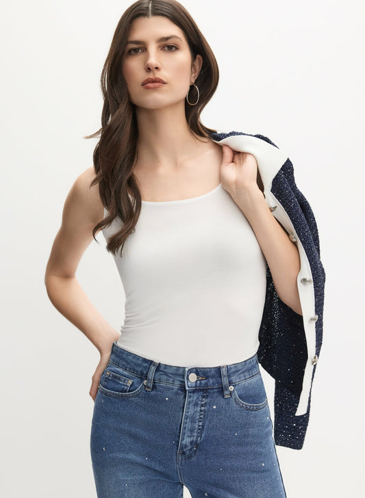 Women Scoop Neck Tank Top White | Melanie Lyne