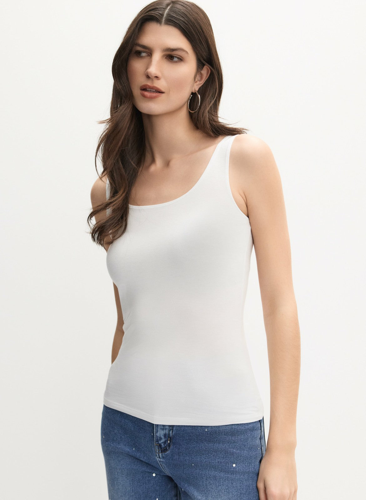 Women Scoop Neck Tank Top White | Melanie Lyne