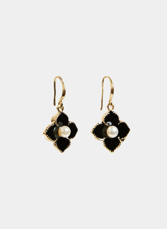 Women Floral Dangle Earrings Black | Melanie Lyne