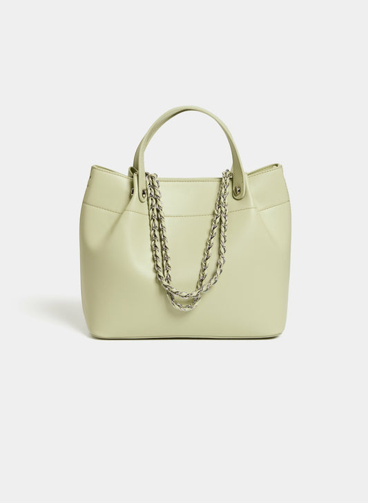 Women Layered Chain Detail Satchel Handbag Pistachio Green | Melanie Lyne