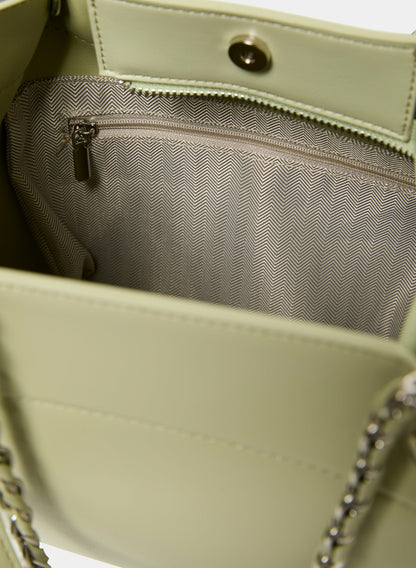 Women Layered Chain Detail Satchel Handbag Pistachio Green | Melanie Lyne