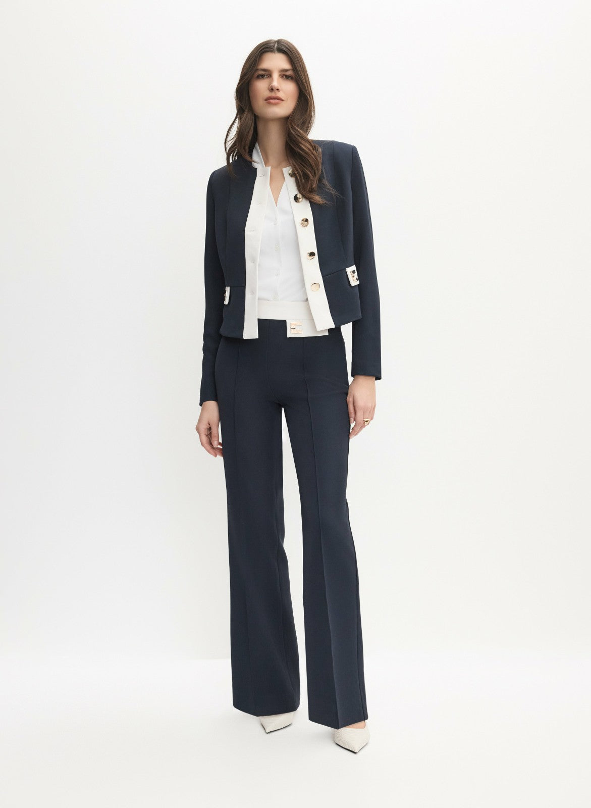Women Flare Leg Pants Dark Navy | Melanie Lyne
