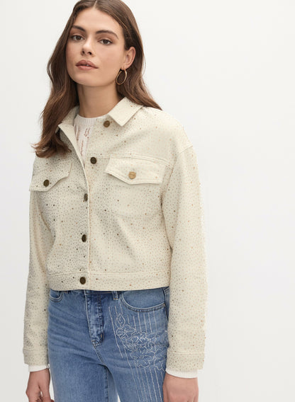 Women Embellished Denim Jacket Alabaster | Melanie Lyne