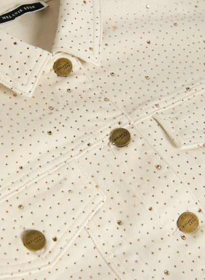 Women Embellished Denim Jacket Alabaster | Melanie Lyne