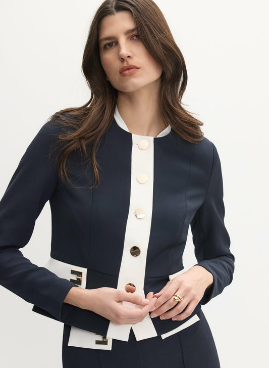 Women Contrast Trim Jacket Dark Navy | Melanie Lyne