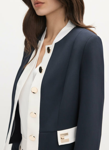 Women Contrast Trim Jacket Dark Navy | Melanie Lyne