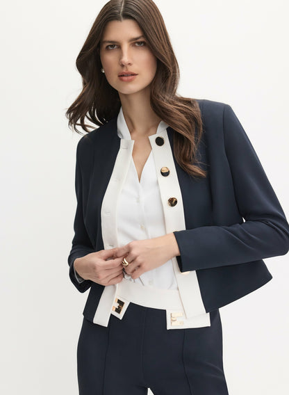 Women Contrast Trim Jacket Dark Navy | Melanie Lyne