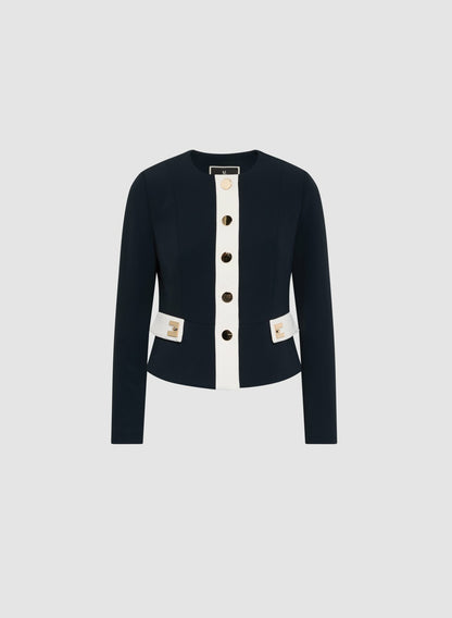 Women Contrast Trim Jacket Dark Navy | Melanie Lyne