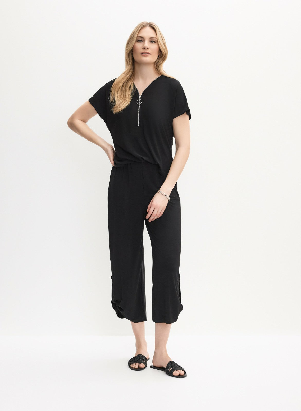 Women Joseph Ribkoff - Zip Neck Jumpsuit Black | Melanie Lyne