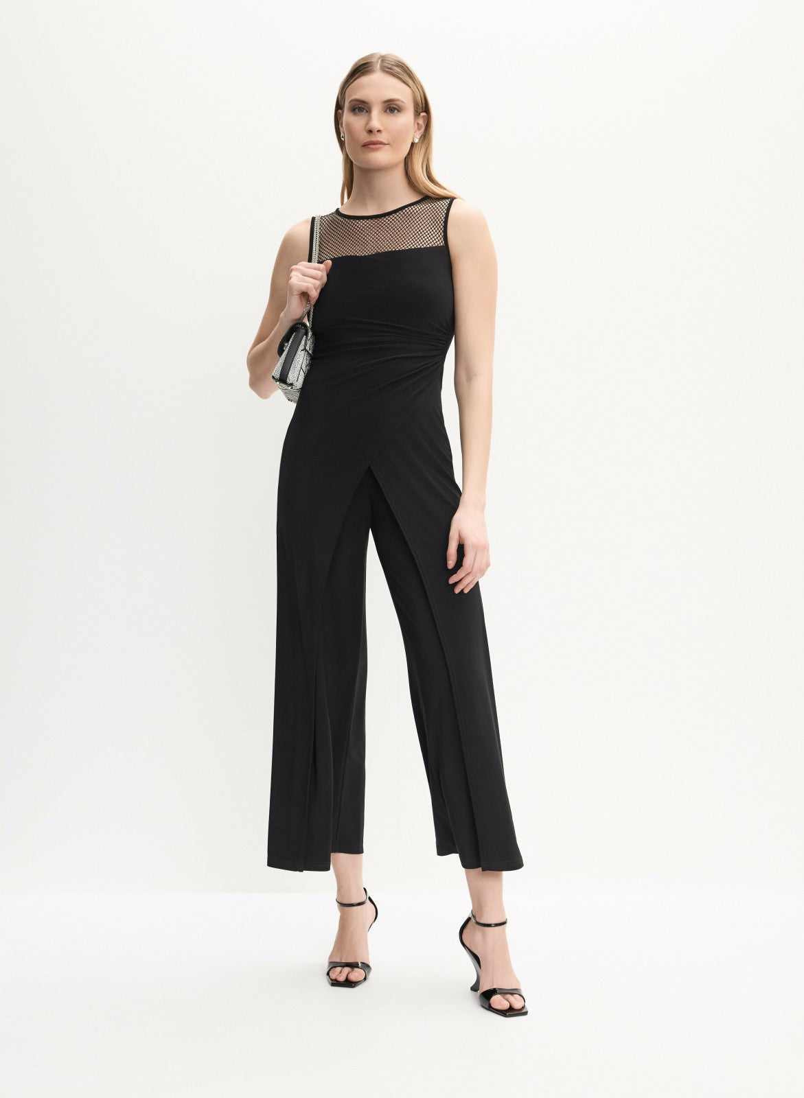 Women Joseph Ribkoff - Mesh Detail Jumpsuit Black | Melanie Lyne