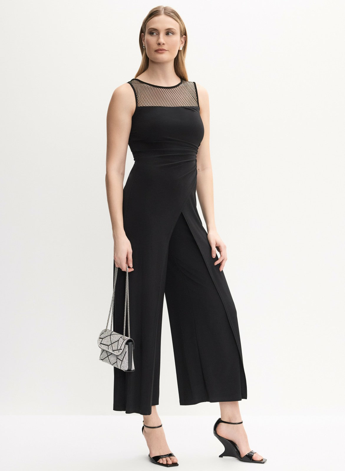 Women Joseph Ribkoff - Mesh Detail Jumpsuit Black | Melanie Lyne