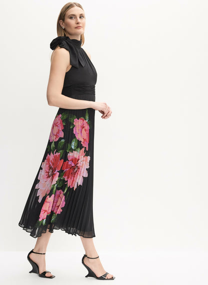 Women Floral Placement Print Halter Dress Black Pattern | Melanie Lyne