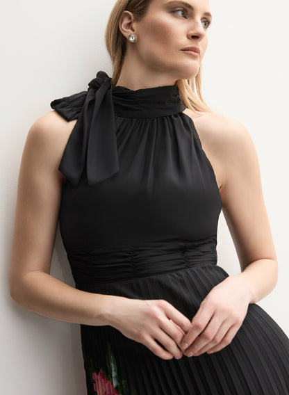 Women Floral Placement Print Halter Dress Black Pattern | Melanie Lyne