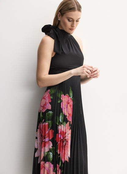 Women Floral Placement Print Halter Dress Black Pattern | Melanie Lyne