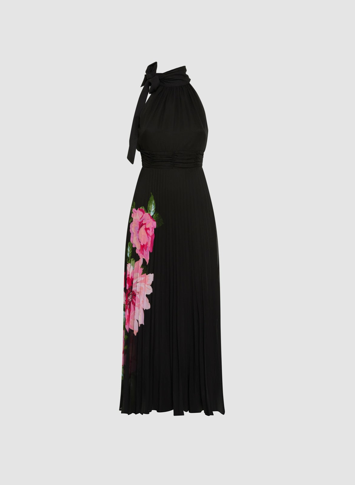 Women Floral Placement Print Halter Dress Black Pattern | Melanie Lyne