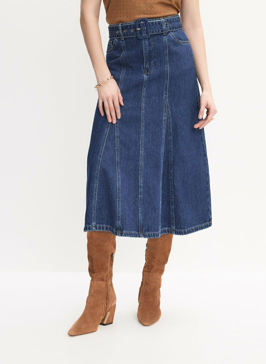 Women Denim Midi Skirt Rinse Tint | Melanie Lyne