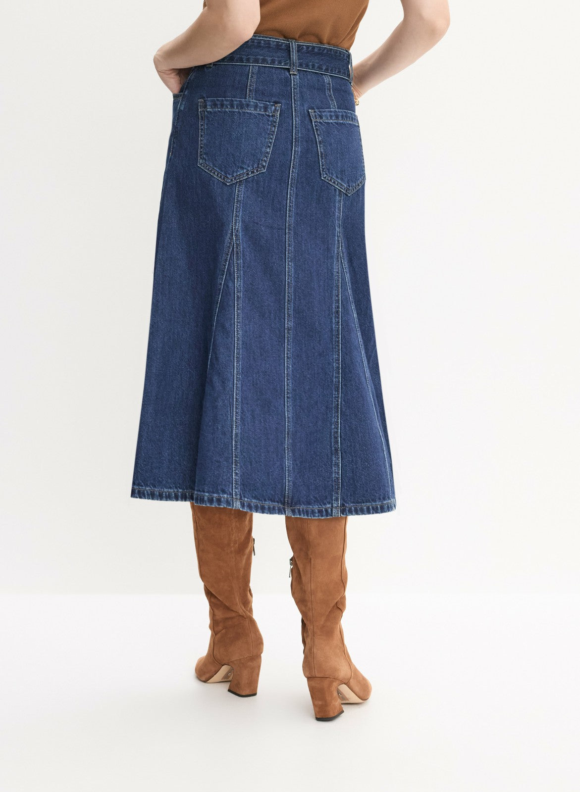 Women Denim Midi Skirt Rinse Tint | Melanie Lyne