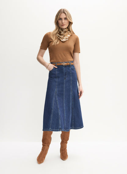 Women Denim Midi Skirt Rinse Tint | Melanie Lyne