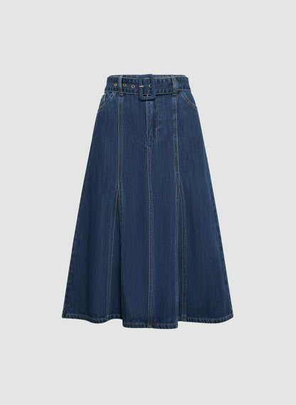 Women Denim Midi Skirt Rinse Tint | Melanie Lyne