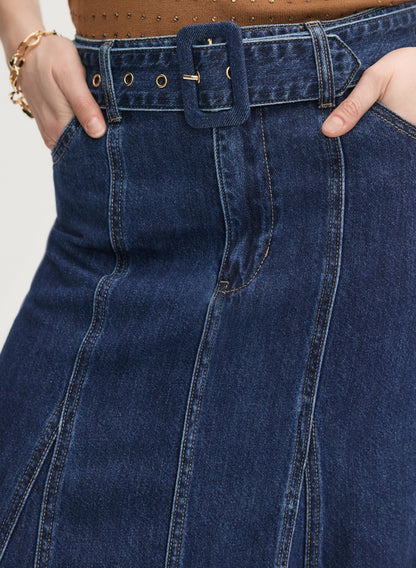 Women Denim Midi Skirt Rinse Tint | Melanie Lyne