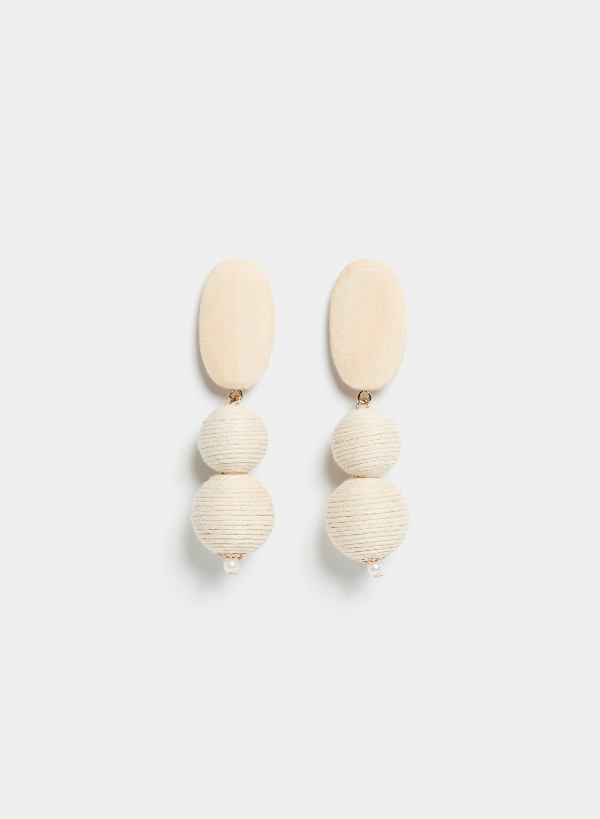 Women Wood & Cord Tiered Earrings Ivory | Melanie Lyne