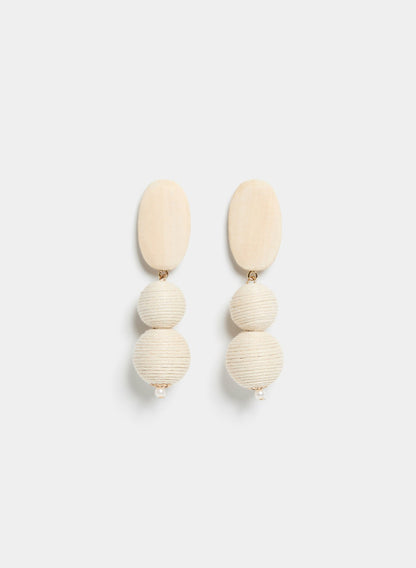 Women Wood & Cord Tiered Earrings Ivory | Melanie Lyne