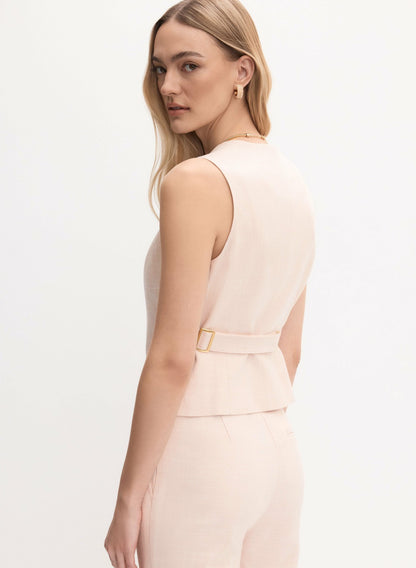 Women Button-Down Vest Pink Pearl | Melanie Lyne