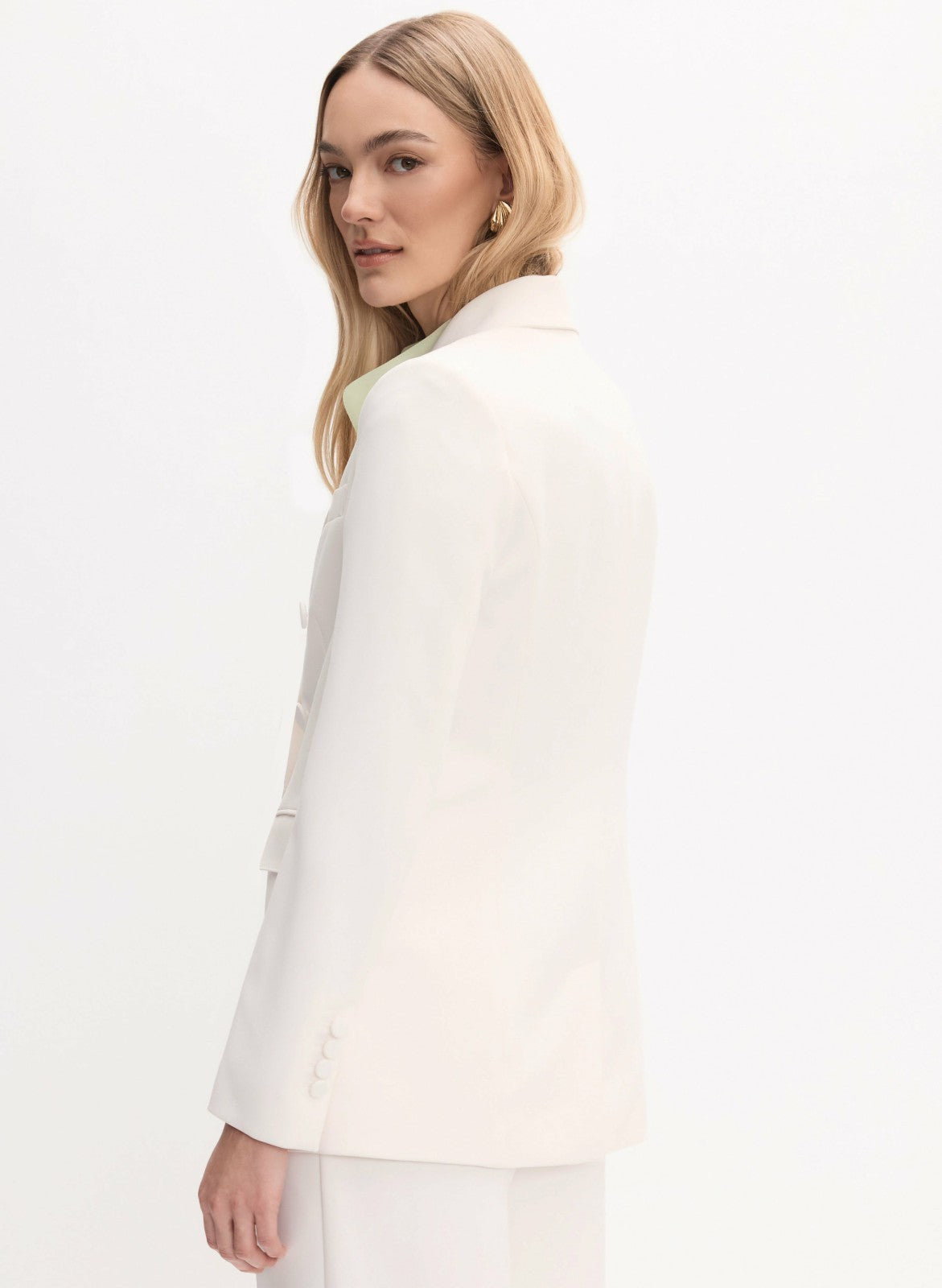 Women Crepe Peaked Lapel Jacket Ivory | Melanie Lyne