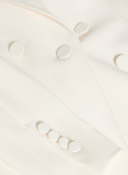 Women Crepe Peaked Lapel Jacket Ivory | Melanie Lyne