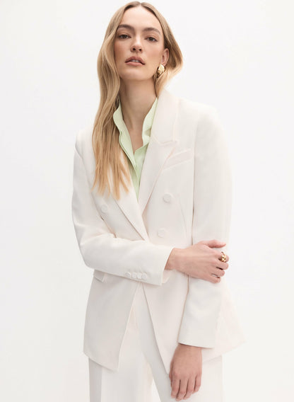 Women Crepe Peaked Lapel Jacket Ivory | Melanie Lyne