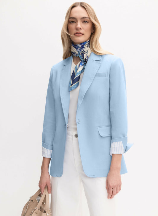 Women Jewel Button Denim Blazer Blue Pearl | Melanie Lyne