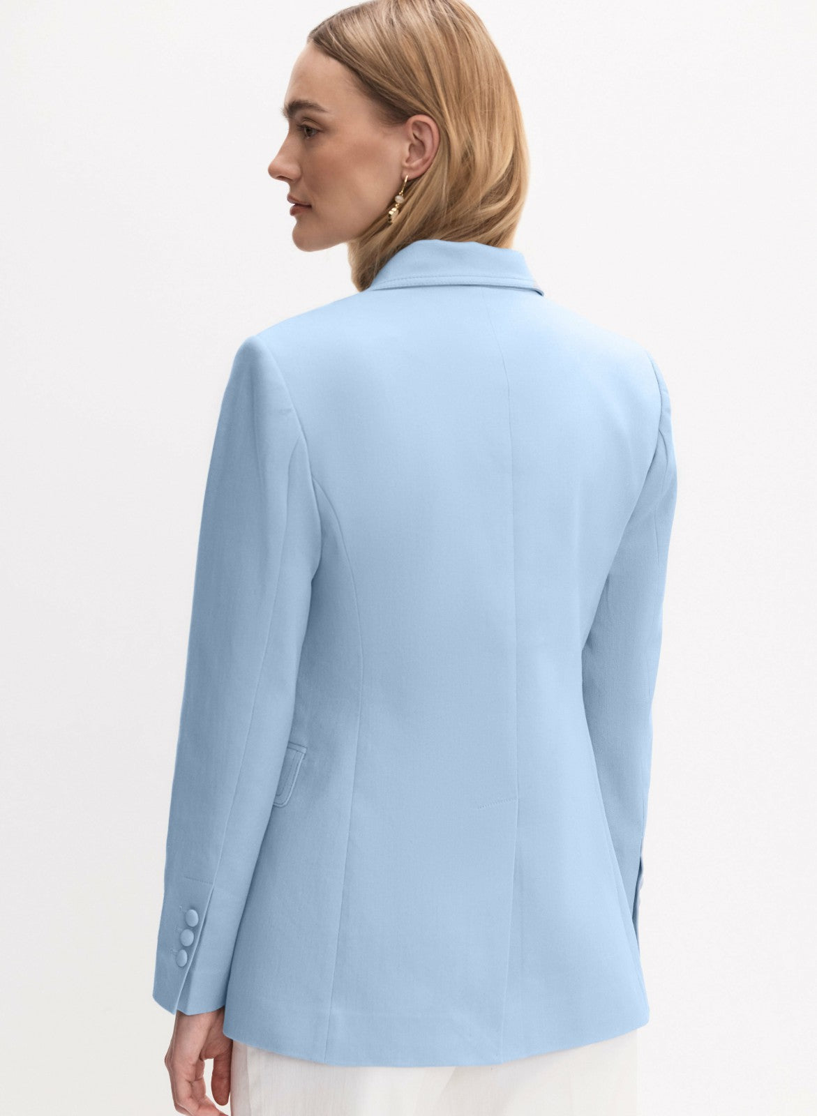 Women Jewel Button Denim Blazer Blue Pearl | Melanie Lyne