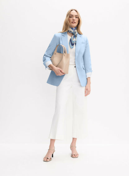 Women Jewel Button Denim Blazer Blue Pearl | Melanie Lyne