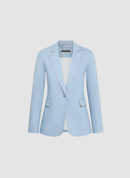 Women Jewel Button Denim Blazer Blue Pearl | Melanie Lyne