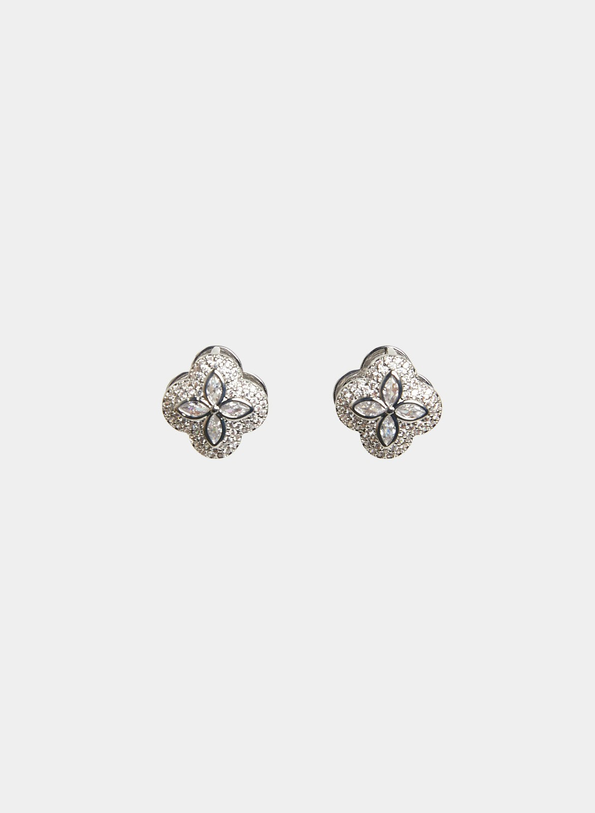Women Floral Stud Earrings Silver | Melanie Lyne